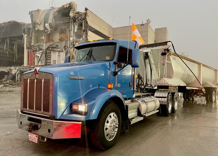 Genesis Dispatch end-dump truck on a Southern California job site